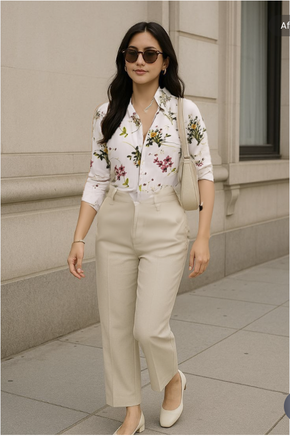 Floral shirt try-on result